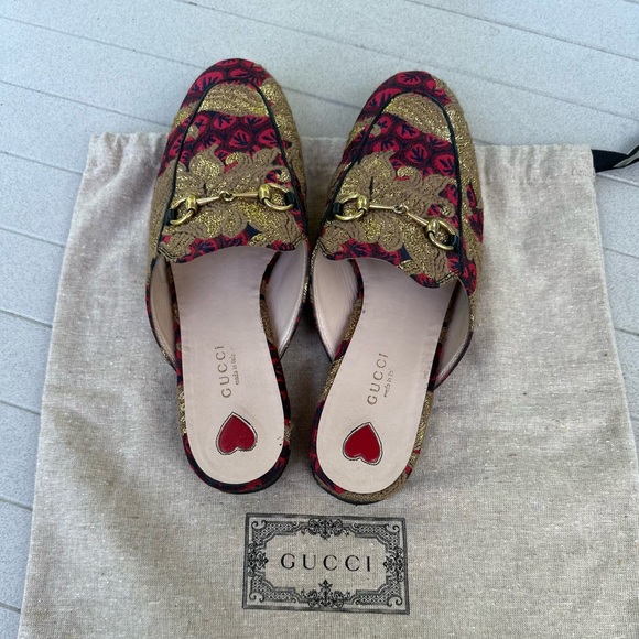 Gucci Jacquard Princetown Horsebit Accent Mules - Picture 5 of 7